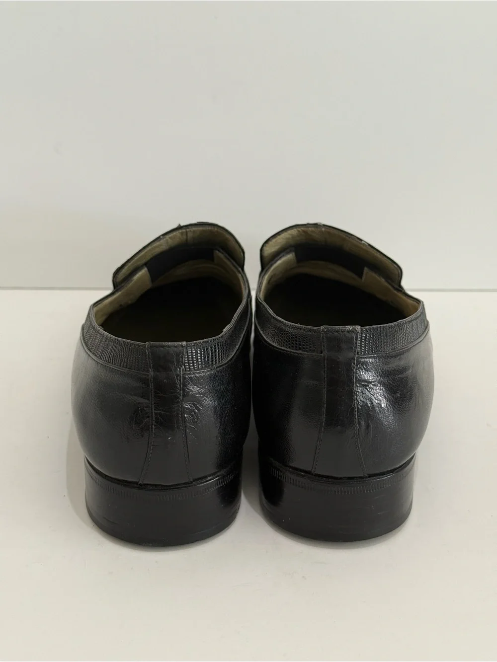 Vintage Moreschi Italian Black Lizard Leather Men's Slip-on Penny Loafers -8.5UK